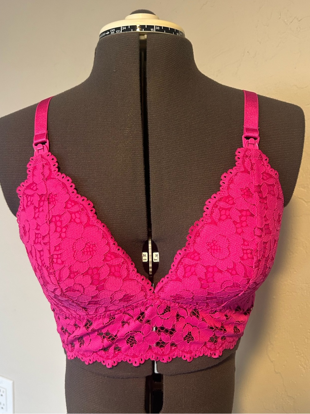 Momanda Nursing Bra Purple 36C Wireless Floral Lace Adjustable Hook & Eye (1928)